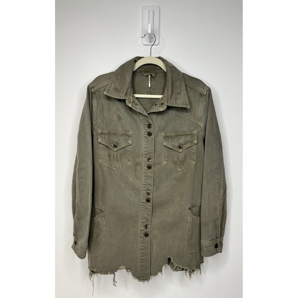 Free People Jackets & Blazers - Anthropologie Free People Cargo Jacket Womens Medium Distressed Military Y2K